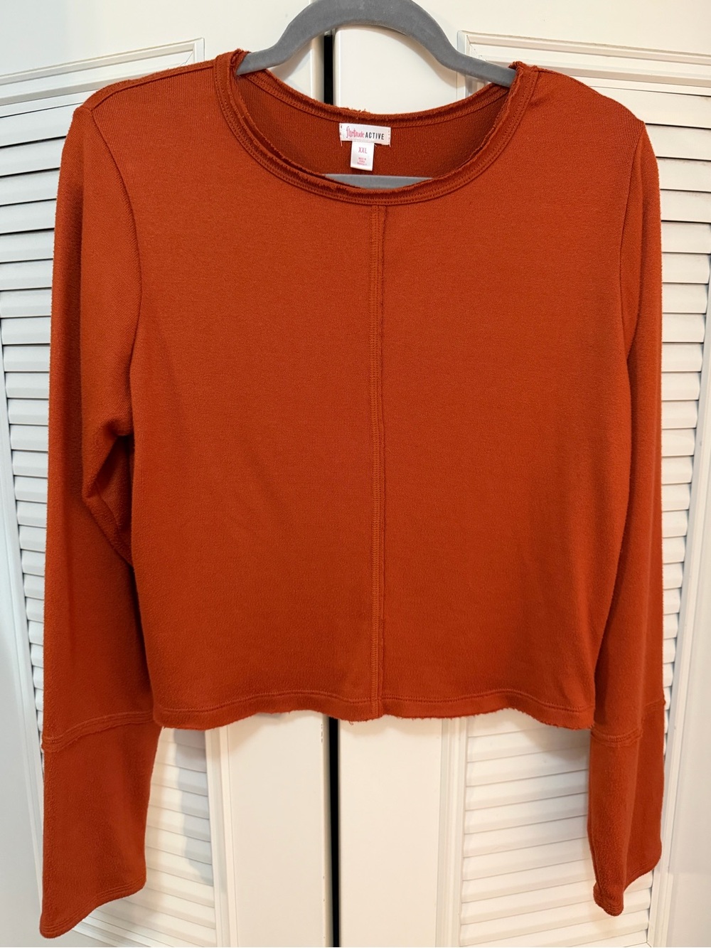 Flirtitude Active • Women's Rust-Orange Long Sleeve Cropped Shirt • XXL